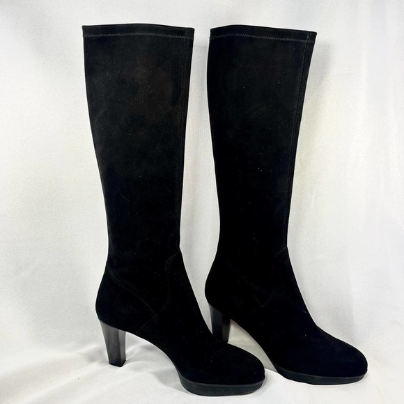 Fratelli Rosetti Black Bodycon/Tight Knee High / Mid Rise Boots in Size 37 - Picture 1 of 4